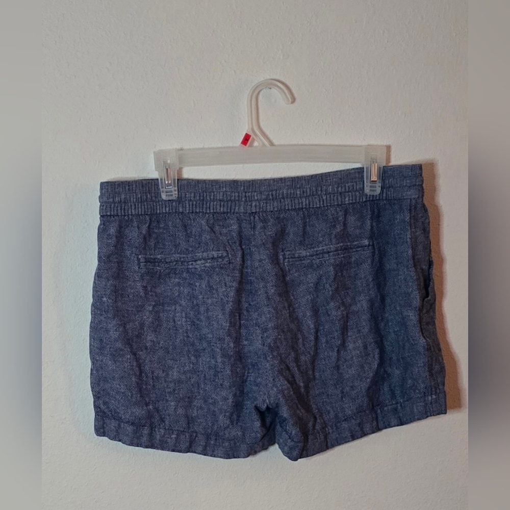 Old Navy Linen Blend Summer Casual Shorts Blue Pull On Elastic Waist Large - Picture 2 of 4